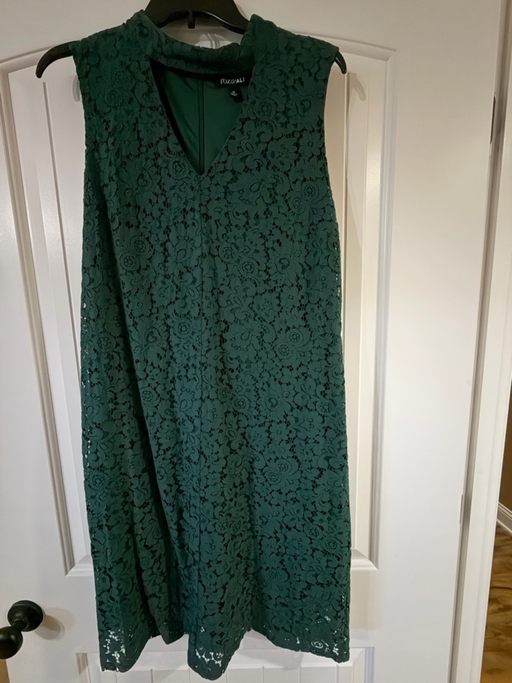 Roz & Ali Dark Green Sleeveless Lace Midi Dress